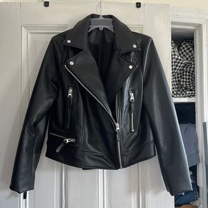 Faux leather motorcycle jacket